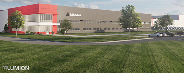 A rendering of one of Cosma International/Magna International’s new facilities at Ford’s BlueOval City supplier park in Stanton, Tennessee. | Image courtesy of Magna International