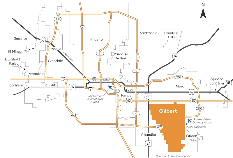 Gilbert Regional Position Map