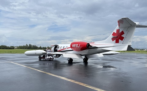 Global Jetcare International Air Ambulance prepping for departure