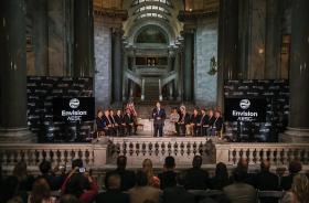 Kentucky leadership was joined by executives from AESC in April 2022 to announce the company’s $2 billion investment in Bowling Green. Photo courtesy of the Office of the Governor.