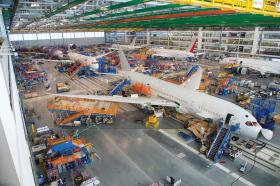 A Boeing 787 Dreamliner is assembled at the company’s Charleston County campus. Photo provided by Boeing South Carolina