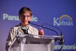 Governor Kelly at the Panasonic Announcement. Photo Courtesy of Kansas City Area Development Council
