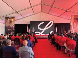 Eli Lilly and Company Chair and CEO David A. Ricks and Gov. Braun celebrate the opening of Lilly Lebanon Advanced Therapies, its first dedicated genetic medicine manufacturing facility, in Indiana. 