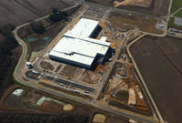 An aerial shot of Sprint AeroSystems' new 585,000-square-foot aerospace fabrication and assemblies facility being built at the Global TransPark in Kinston, NC.