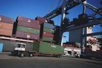 Containers being offloaded at Georgia port.