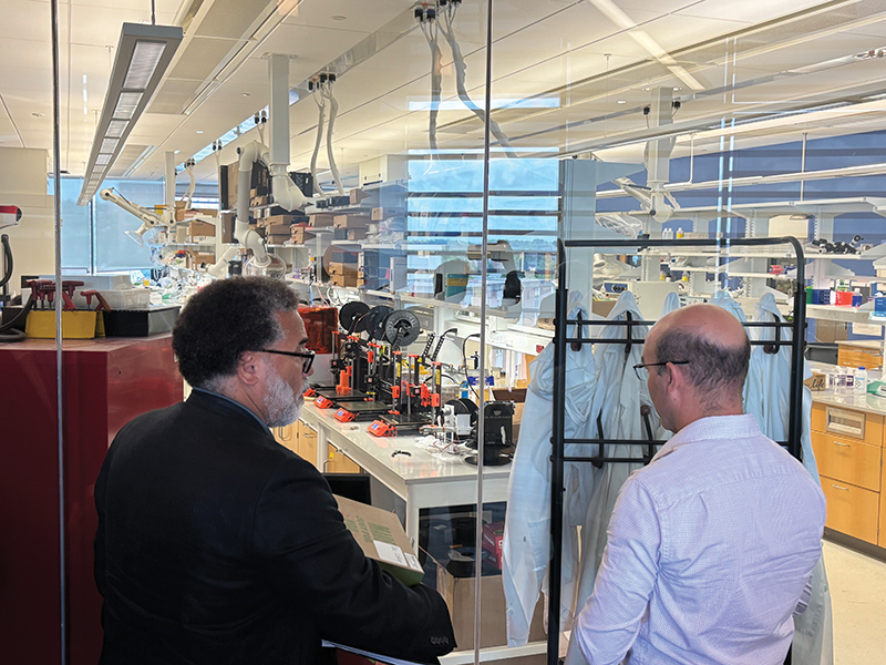 Secretary Coker receives a behind-the-scenes tour of the University of Maryland's Robert E. Fischell Institute for Biomedical Devices prototyping lab.